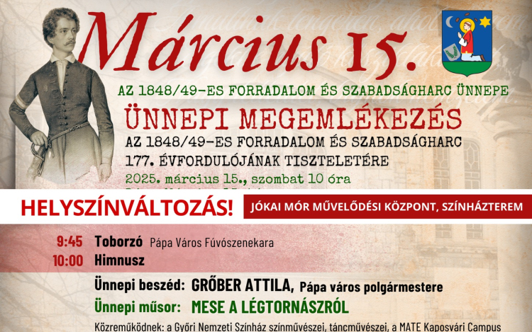 A színházban lesz a Március 15-i ünnepség