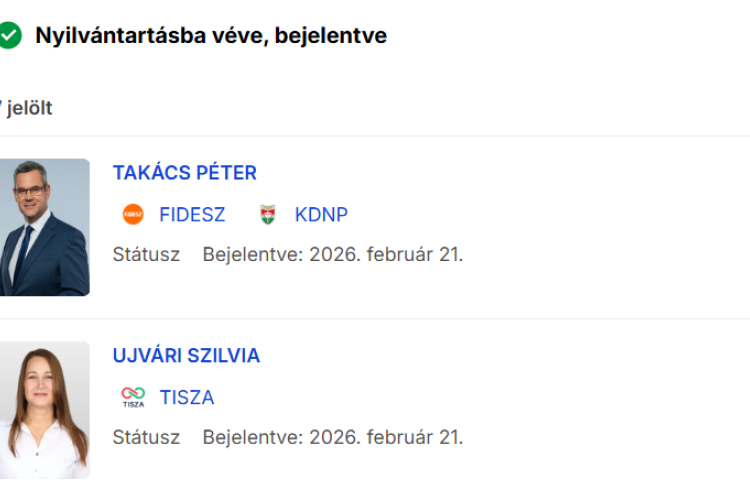 Takács Péter és Ujvári Szilvia már hivatalosan is jelöltek