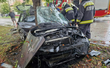 Csúnyán összetört az autó, miután fának csapódott a Kisfaludy utcában