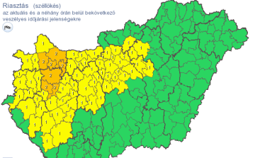 Narancssárga riasztás Pápa térségében