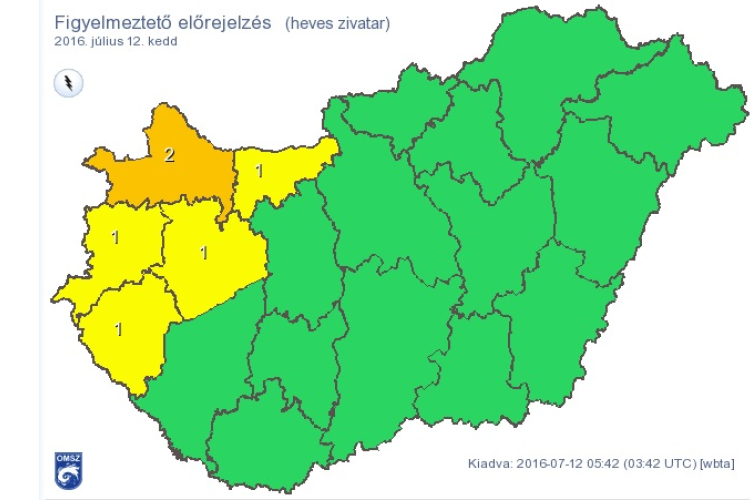 Nagy méretű jég eshet - Figyelmeztet az OMSZ