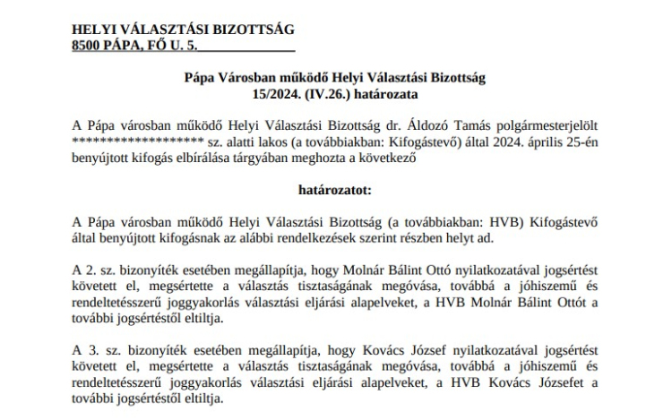 A Helyi Választási Bizottság szerint jogsértést követtek el ellenzéki jelöltek