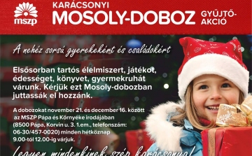 Mosolydoboz - Rászoruló családoknak gyűjtenek adományokat a szocialisták