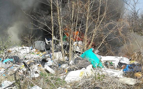 Szemétlerakó gyulladt ki a Téglagyári útnál