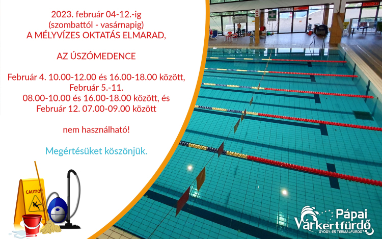 Karbantartási munkálatok lesznek február 6 és 10 között a Várkertfürdő medencéiben