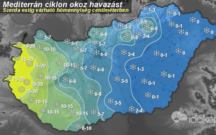 Jelentős mennyiségű havat jósolnak 