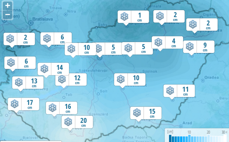 Jelentős mennyiségű hó érkezik