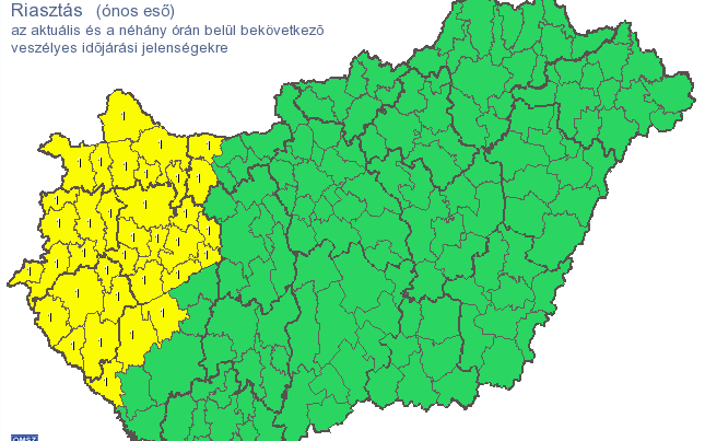 Ónos esőre figyelmeztet a meteorológiai szolgálat