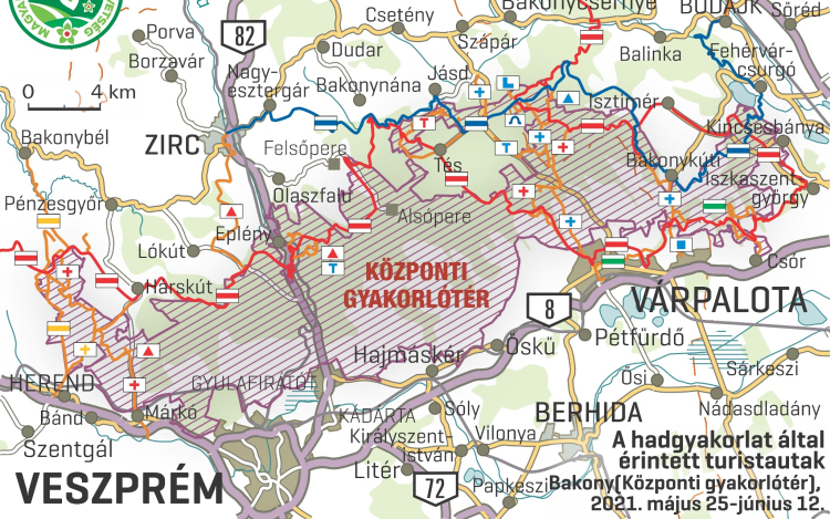 Turistautakat zárnak le a Bakonyban május 25-től június 12-ig