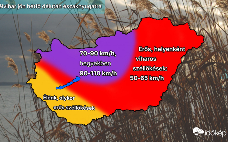 Szélvihar jön hétfő délután
