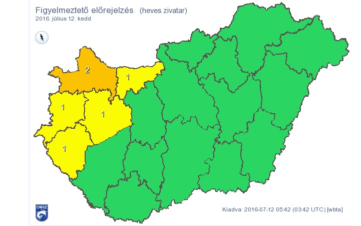 Nagy méretű jég eshet - Figyelmeztet az OMSZ