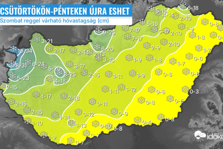 Kiadós mennyiségű hó érkezhet térségünkbe