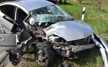 Fának ütközött egy autó Pápa és Malomsok között