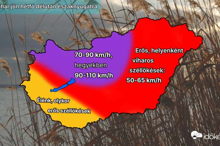 Szélvihar jön hétfő délután