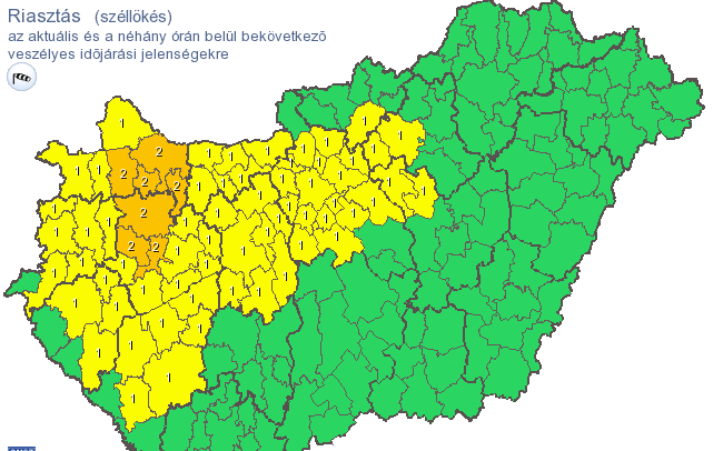Narancssárga riasztás Pápa térségében
