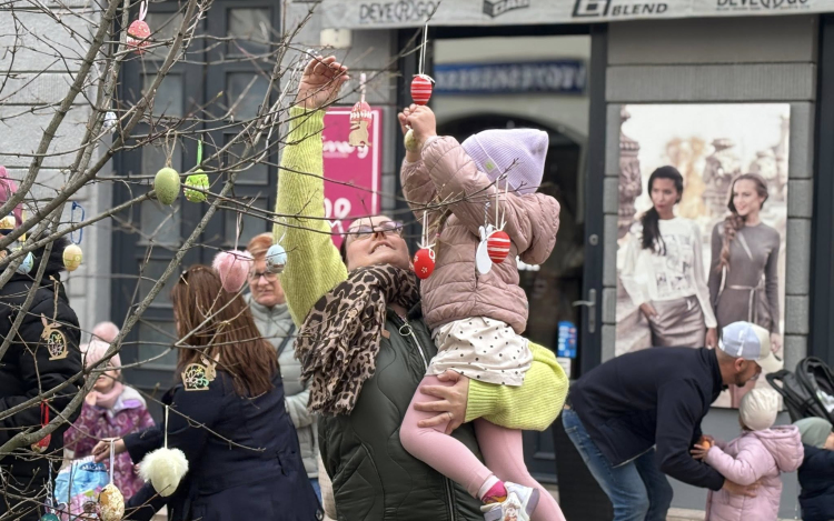 Közösségi tojásfa díszítés Pápán