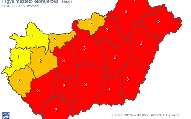 Szombatra rengeteg esőt mondanak