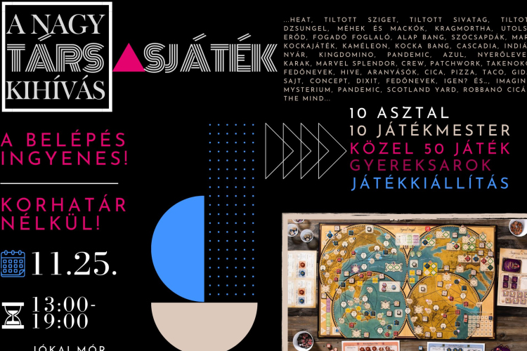 Társasjáték kedvelők figyelem! Szuper program vár rátok szombaton!