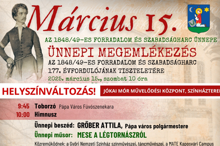 A színházban lesz a Március 15-i ünnepség