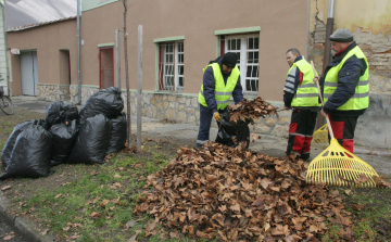 Összegyűjtik a lehullott faleveleket Pápán