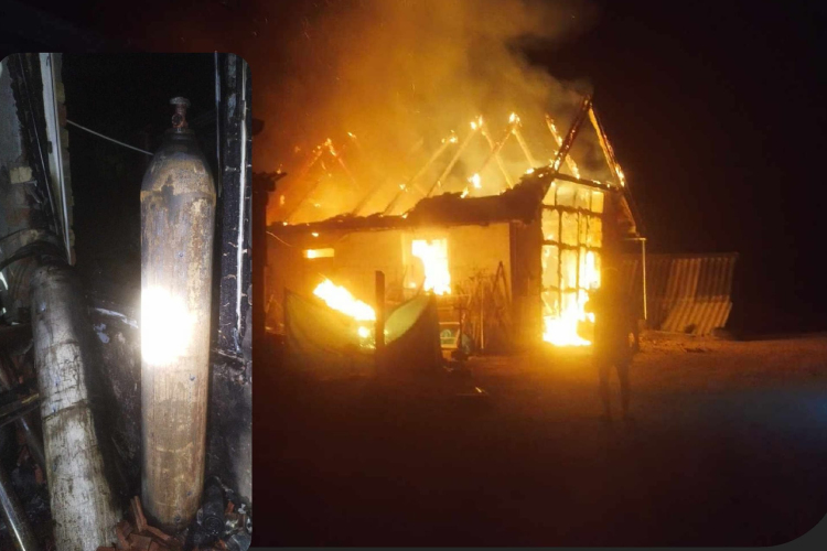 Garázs égett Nagytevelen, rendőrök lőtték ki a gázpalackokat