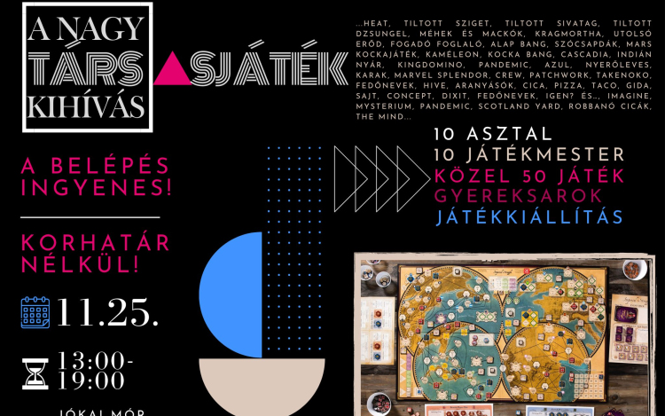Társasjáték kedvelők figyelem! Szuper program vár rátok szombaton!