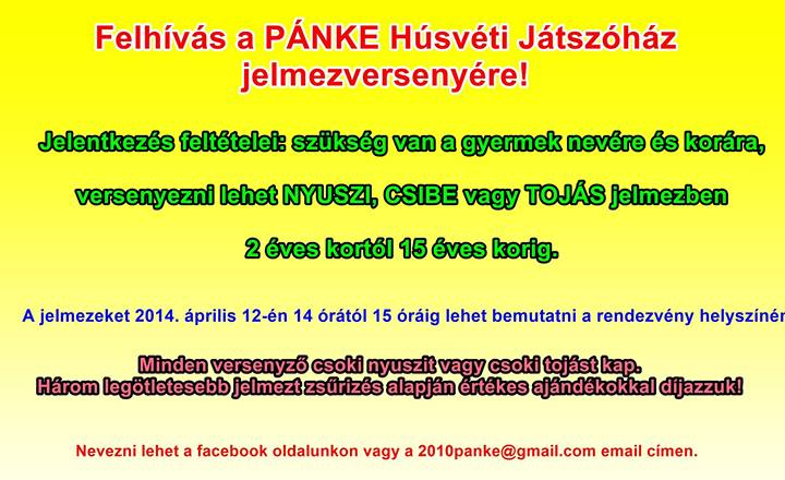 Felhívás a PÁNKE Húsvéti Játszóház jelmezversenyére